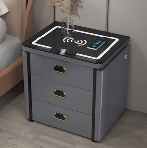 2025 Modern Design LED USB <strong>Smart</strong> Safes Wooden Three-Drawer Bedside Table for Bedroom or Hotel Home <strong>Furniture</strong> - Product Image 2