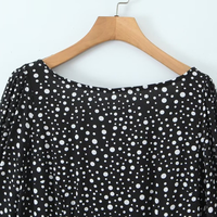 Robe décontractée rétro imprimée pour femme, nouvelle collection automne 2025, dos nu, manches longues, longueur midi, style vintage