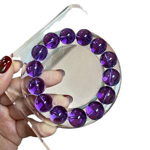 สร้อยข้อมืออะเมทิสต์ธรรมชาติจากบราซิลและอุรุกวัย ระดับการสำเร็จการศึกษา  แบบห่วงเดี่ยว  ความบริสุทธิ์เต็มที่  ไนน์เพอร์เพิล  ลี่ไฟ  นำโชค  สีม่วงเข้ม - Product Image 5