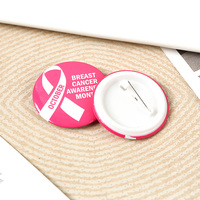 Badge de sensibilisation au cancer du sein, logo personnalisé en métal et en plastique, ruban rose, bon marché