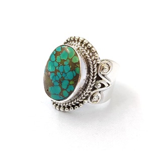 Bague en turquoise, argent sterling 925, bague en pierre précieuse, turquoise, collection artisanale, bagues fines, bijoux en argent, prix de gros - Product Image 1