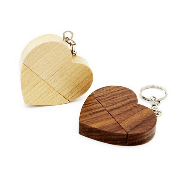 USB Flash Drive 4gb 8gb 16GB Pendrive for Promotional Gift Custom Logo Heart Shaped Wooden USB Flash Drive