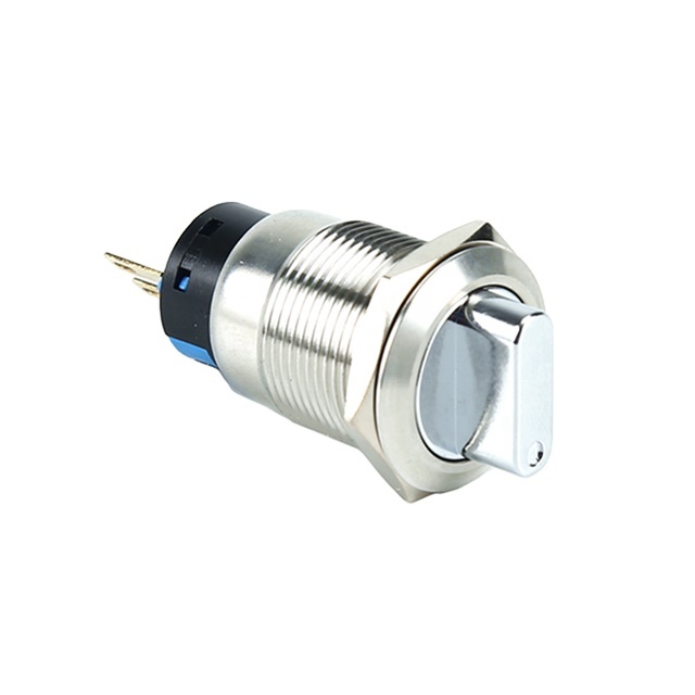 XDL17-19ND25/C 19mm Metal Brass Selector Button 3 Position 12V/220V 20A IP67 Latching Push Button Switch