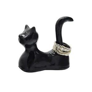 장식용 세라믹 검은 고양이 보석 장신구 반지 홀더 손님을위한 도매 결혼 선물 호의