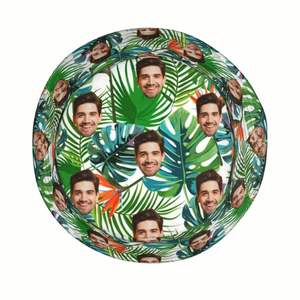 Sombrero de Pescador Personalizado con Hojas Tropicales Hawaianas para Hombre y Mujer, Dibujado a Mano sobre Fondo Blanco, para Uso Diario - Product Image 3