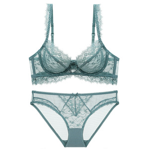 Wholesale Sexy Floral Lace Underwire Plus Size Lingerie Set Breathable Quick-Dry <b>Bra</b> and Panty Ultra-<b>thin</b> Womens Intimates - Product Image 1