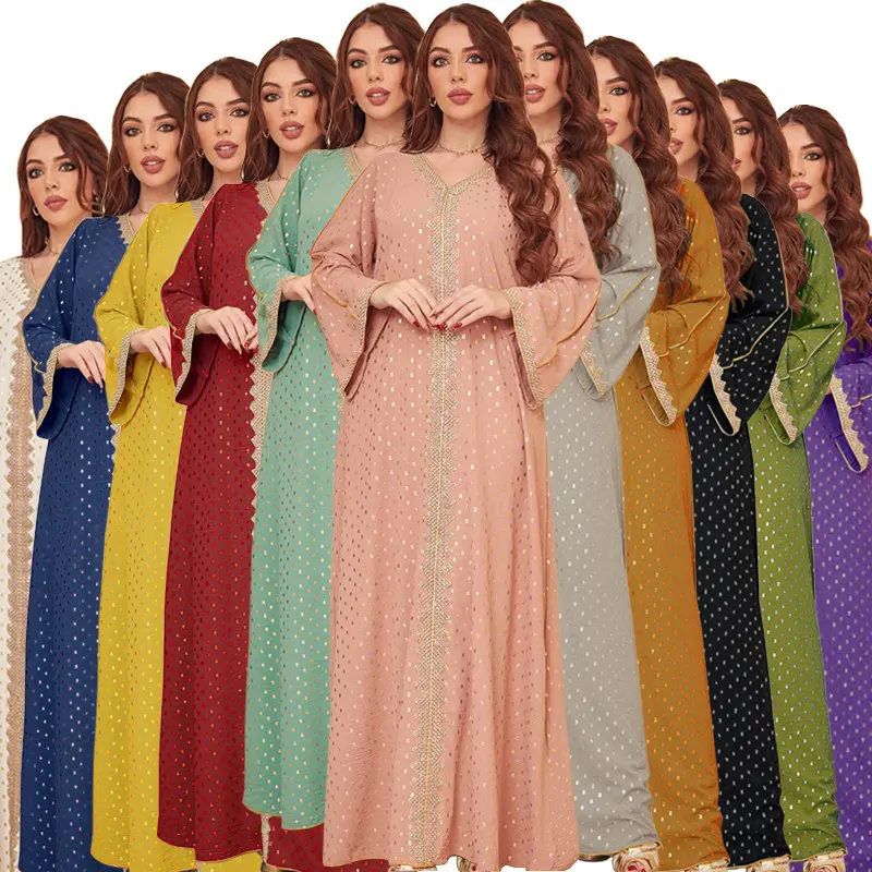 Nhà Máy Giá thanh lịch mạ vàng hồi giáo ăn mặc dài abaya áo choàng Ma-rốc caftan dân tộc quần áo khiêm tốn buổi tối hồi giáo Ăn mặc