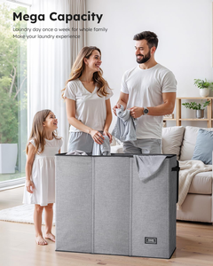 Manufacturer Customizable 3 Sections Folding <b>Storage</b> Basket <b>Collapsible</b> Large Dirty Clothes Laundry Bag Basket Organization - Product Image 3