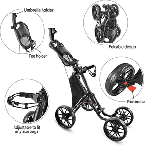 Offre Spéciale nouveau chariot de golf durable <span class=keywords><strong>à</strong></span> 4 roues chariot de poussée de golf pliant facile chariot de sac de golf multifonctionnel pour le cours - Product Image 5
