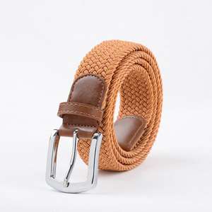पुरुष महिला एडजस्टेबल ब्रेडेड खिंचाव चमड़े के लोचदार कपड़े बेल्ट - Product Image 3