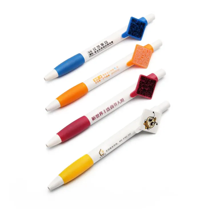 حامل بلاستيك ترويجي مخصص للإعلان مع قبضة مطاطية بشعار ، قلم ترويجي شخصي من Biro