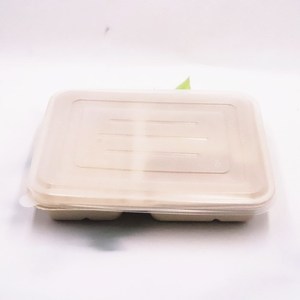 صحن غداء <span class=keywords><strong>3</strong></span> حجرات قابلة للتحلل مرة واحدة قصب السكر مع غطاء PP - Product Image 2