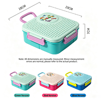 Boîte à bento en plastique pour enfants C6 grande capacité, conteneur de stockage alimentaire portable, boîte à lunch à 4 compartiments avec bol à soupe, motif dessin animé