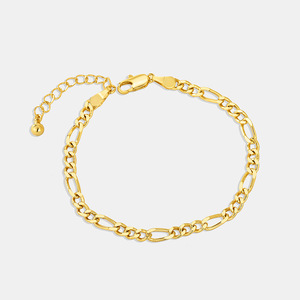 Nouveauté Bracelet unisexe bohème géométrique pour anniversaire, plaqué or 18 carats, style chaîne Figaro en laiton - Product Image 1