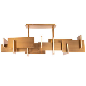 Lampadario Moderno Americano a <span class=keywords><strong>LED</strong></span> Lineare Sospeso, Finitura in Ottone, Decorazione Estetica per Soggiorno - Product Image 2