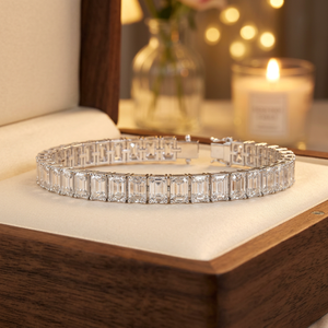 Pulsera de tenis de oro con diamantes naturales, diseño de corte esmeralda, joyería fina de lujo, brazalete de piedras preciosas amarillas, regalo clásico para mujer - Product Image 3