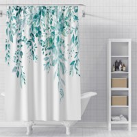 Rideau de douche moderne Bonhause en polyester, motif feuilles d'eucalyptus marron aquarelle, résistant à la moisissure, écologique, 72x72 pouces