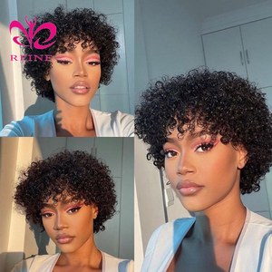 Jerry Curly Short for <strong>Fringe</strong> Virgin <strong>Brazilian</strong> Remy Human Hair <strong>Wigs</strong> Bangs for Lace Front Machine Made Highlight Honey Blonde - Product Image 5