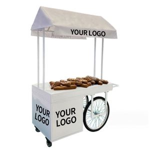 Carrito Promocional Móvil, Puesto Empresarial, Carrito Pequeño para Vendedores Ambulantes, Vino, Bebidas, Aperitivos, Remolcable, de Dos Pisos, Metálico - Product Image 1