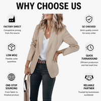 Blazer pour femme en tissu uni respirant à col mandarin avec fermeture à bouton unique