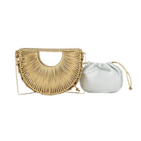 Sac à main en forme d'éventail tissé à la main pour femme, dernière mode, avec chaîne, sac de soirée ajouré pour mariage et fête