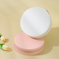 Étui à bijoux circulaire en cuir PU avec miroir pour logo personnalisé, organiseur de voyage, ensemble portable vegan de qualité boutique