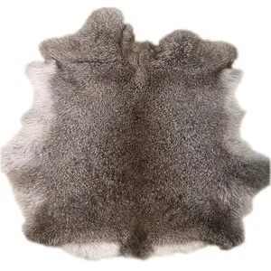 natural Grey Brown Color Tanning Real Rabbit Fur