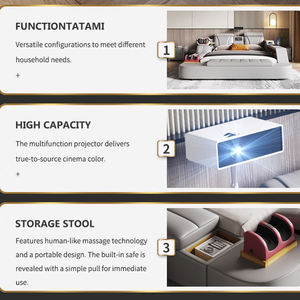 Современная функциональная роскошная кровать размера «King-Size» с мягким ящиком для хранения татами - Product Image 5