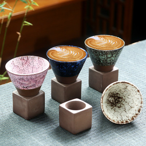 Tazza d'Acqua Conica Creativa da 200ml con Base, Set di Tazze da Tè Giapponesi Artigianali, Tazza da Caffè Retrò - Product Image 4