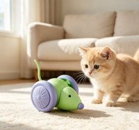 Jouet pour chat intelligent et moderne : Souris interactive en silicone, boule à mouvement automatique, rechargeable, activée par le toucher, laser pour jeu d'intérieur