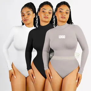 Großhandel Custom Autumn Einteiliger Body Shaper für Femmes Tummy Control Soft Nahtloser Langarm Shape wear Bodysuit für Frauen