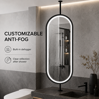 Miroir de salle de bain ovale LED rotatif avec éclairage frontal, intensité réglable, anti-buée, 3 couleurs, Bluetooth pour coiffeuse et salon
