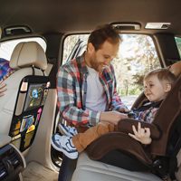 Organisateur de siège arrière de voiture, tapis de rangement, sac de rangement à 8 compartiments, tissu Oxford, support pour tablette à écran tactile pour enfants et tout-petits, voyage