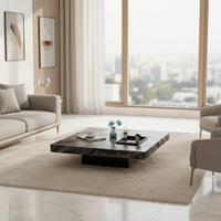 Table basse en marbre naturel de style italien moderne et luxueux, pieds en acier inoxydable noir, meubles de maison