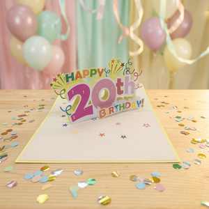 Joyeux 20e anniversaire, carte pop-up 3D, fabrication artisanale, impression numérique personnalisée, découpe au laser, style lettres, papier artisanal, cadeaux Hanoi - Product Image 3