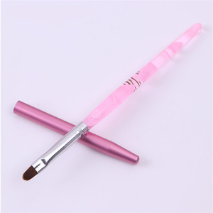 Pinceau à ongles en nylon avec manche en acrylique, tête ronde, virole sertie, pointe souple, stylo de peinture UV pour le design - Product Image 2