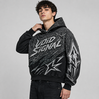 Sweat à capuche homme 100% Coton Polaire Hiver Zippé Vintage Effet Délavé au Soleil Personnalisé Patch Appliqué Broderie Vieillie