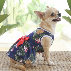 Pakaian Anjing Kucing Motif Poliester Modern Musim Semi Musim Panas, Rok Jaring Bergaris dengan Tali Selempang, Gaun XS-XL, Pakaian Hewan Peliharaan - Product Image 4