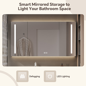 Meuble-lavabo de salle de bain avec vasque <span class=keywords><strong>simple</strong></span>, meubles-lavabos suspendus avec miroir LED intelligent anti-buée et armoire - Product Image 5