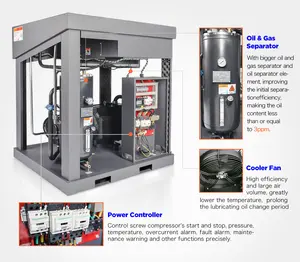 XLAM7.5A 7.5hp 5.5kw kecepatan tetap drive langsung pendingin udara minyak dilumasi unit kompresor sekrup udara