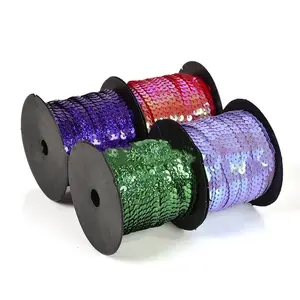 6Mm 100y Diy Kledingtas Accessoires Pailletten Glitter Ambachtelijke Decoratieve Kerstkostuum Jurk Confetti Glanzend Pvc Koord Pailletten