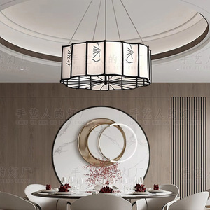 Chinese Style Fabric Chandelier <b>LED</b> <b>Light</b> For Restaurant Private Room <b>Tea</b> House Zen Hotel Lighting - Product Image 3
