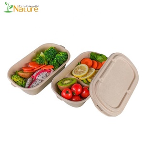 Wholesale custom biodegradable 2 compartment bagasse food container with lid - Product Image 1