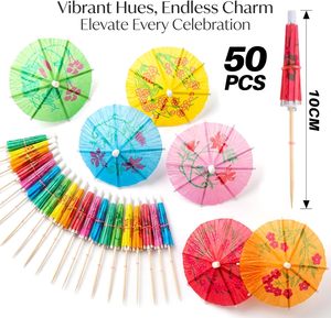 Papier Mini Cocktail Boisson Parapluie pour Boissons Hawaïen Cupcake Toppers Garnitures Cure-dents Colorés pour Déco de Fête - Product Image 2
