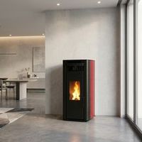 Poêle à granulés de bois autoportant en fonte, design moderne, fonctionnement silencieux, haute efficacité, air chaud, pour chauffage intérieur domestique