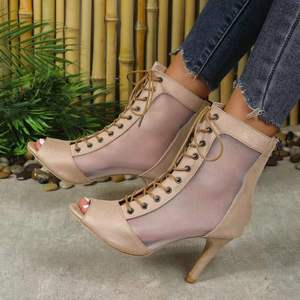 2025 femmes danse Jazz latine <span class=keywords><strong>talons</strong></span> hauts maille noire bottes de danse de salon chaussures de fête Salsa chaussures de danse - Product Image 2