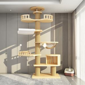 Arranhador de Sisal de Madeira com Plataforma Grande, Árvore para Gatos Altas para Múltiplos Gatos em Ambientes Internos - Product Image 5