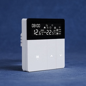 Thermostat intelligent WiFi programmable avec affichage de l'heure, commande vocale via application, pour chaudière à <span class=keywords><strong>gaz</strong></span>, chauffe-eau <span class=keywords><strong>et</strong></span> chauffage électrique au sol, avec bouton - Product Image 1