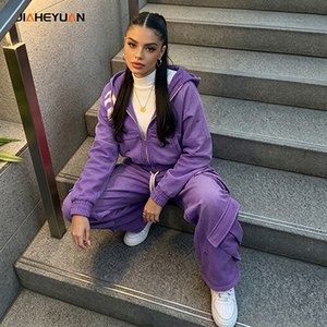 Completo Streetwear da Donna 2 Pezzi 460GSM, Felpa con Cappuccio e Pantaloni Cargo di Alta Qualità, Tuta Vintage Rosa Effetto Usurato - Product Image 1