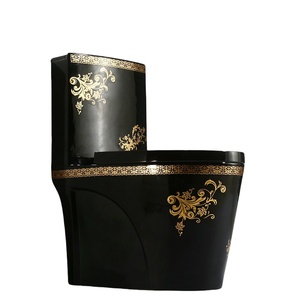 Sang trọng hiện đại vàng đen gốm tích hợp nhà vệ sinh dual-tuôn ra một mảnh S-trap cho phòng tắm hoặc khách sạn - Product Image 4